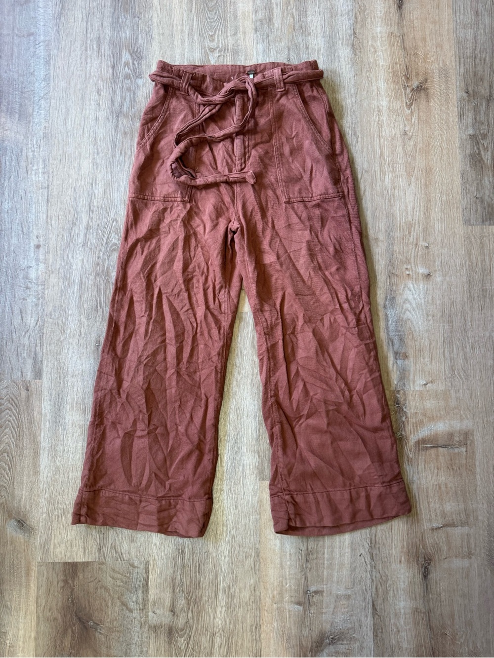Free People High-Waist Rust Wide-Leg Pants